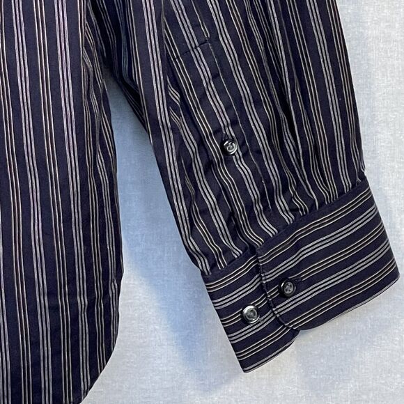 Joseph Jos A. Bank Button Down Shirt Men Size XL Blue‎ Stripe Cotton Pocket - Picture 8 of 12